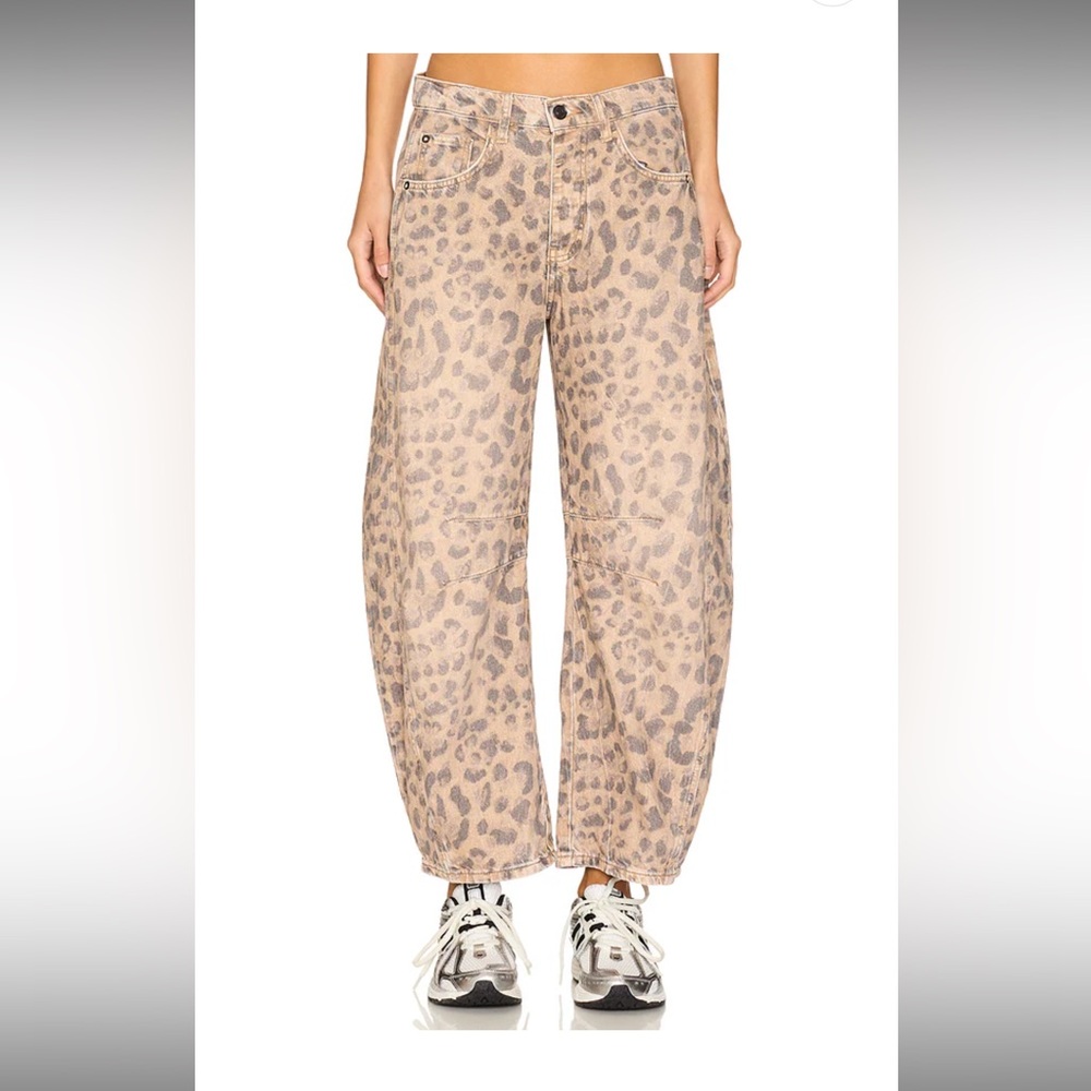 We The Free Leopard Print Jeans - Tan and Black